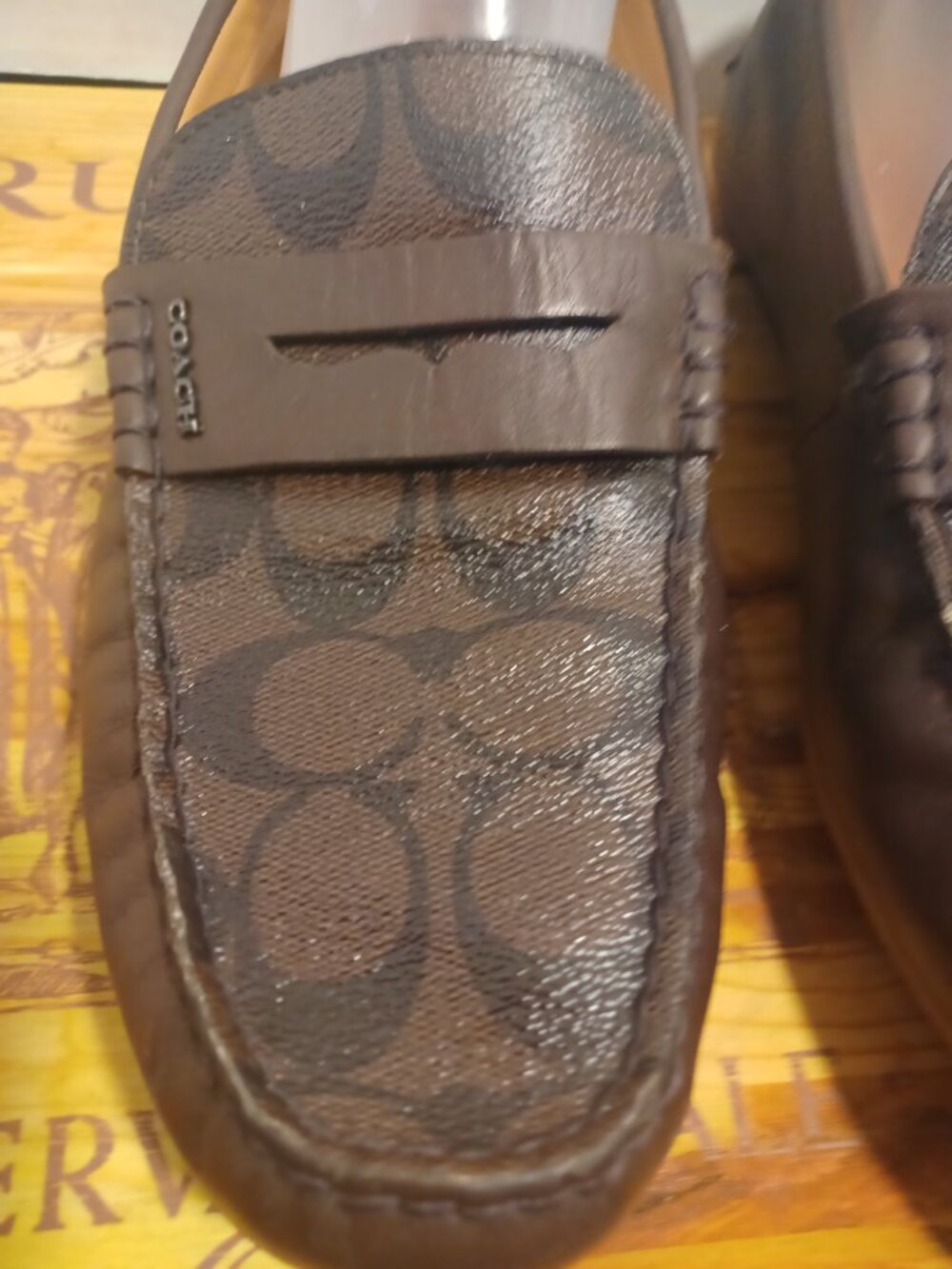 Coach Mott Driover Mahogany Signature PVC Loafer Shoes Mens Size 8D - Picture 2 of 7